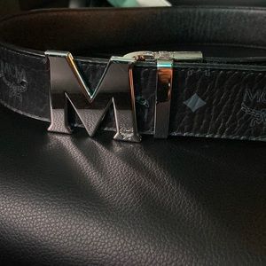 Mcm Accessories | Mcm Mens Reversible Belt (Black Belt with Silver Emblem)
